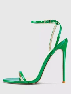 Sandales à talons pour femmes bout ouvert talon aiguille bride à la cheville chaussures de fête