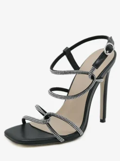 Sandales à talons pour femmes Peep Toe Talon aiguille Sandales PU Cuir