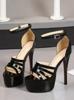 Sandales à talons pour femmes sandales à plateforme en cuir PU