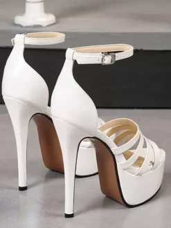 Sandales à talons pour femmes sandales à plateforme en cuir PU