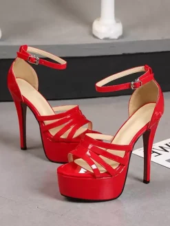 Sandales à talons pour femmes sandales à plateforme en cuir PU