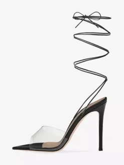 Sandales à talons pour femmes Sandales à talon aiguille à bout pointu Tige en PVC