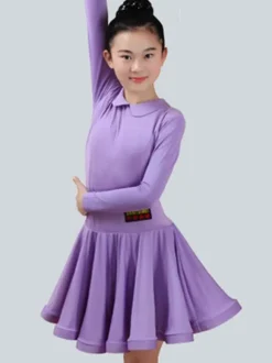 Séduisant costume de danse latine en lycra elasthanne unicolore Robe Déguisements Halloween