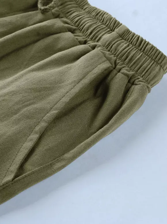 Short cargo de plage pour homme taille élastique short d'été léger avec poches