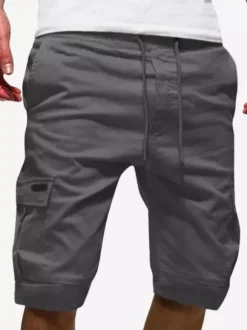 Short cargo pour homme avec cordon de serrage à la taille et poches pour l'été