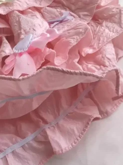 Short Lolita évasé rose avec n艙uds et volants