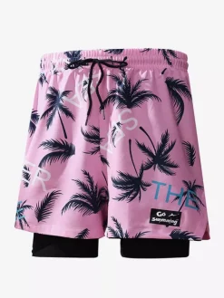 Short imprimé pour homme avec cordon de serrage à la taille pour l'été pour le cyclisme et la plage