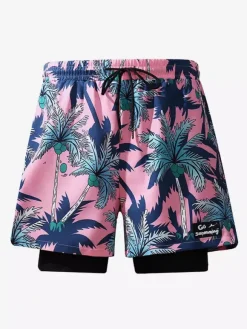 Short imprimé pour homme avec cordon de serrage à la taille pour l'été pour le cyclisme et la plage