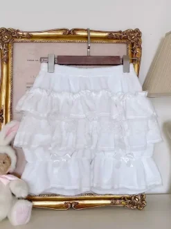 Short Lolita ample en dentelle à volants et pantalon Sweet Lolita rose