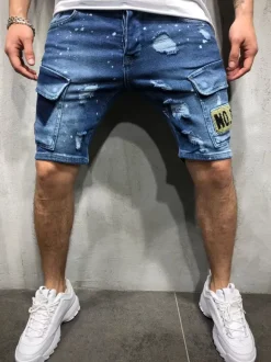 Shorts pour hommes en détresse Spring Street Wear Bas de plage bleu ciel clair