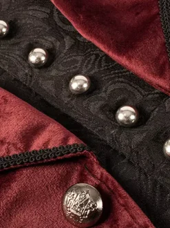 Smoking vintage Moyen-Âge Boutons Imprimé floral Manches longues Pardessus Rétro Renaissance Costume Costumes médiévaux Bourgogne