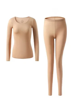 Sous-vêtements chauds d'hiver à col rond  couche de base thermique pour femmes