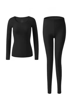 Sous-vêtements chauds d'hiver à col rond  couche de base thermique pour femmes