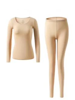 Sous-vêtements chauds d'hiver à col rond  couche de base thermique pour femmes