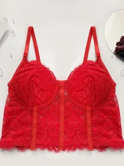 Sous-Vêtements Corset à Bretelle Tops Pour Femme Bustiers Lingerie Noir Sexy En Dentelle