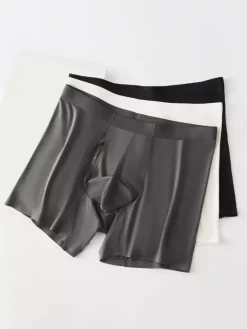 Sous-vêtements pour hommes caleçons boxers longs en fibre de bambou naturelle caleçons unis de qualité supérieure