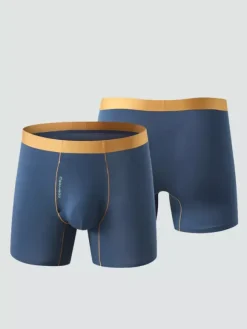 Sous-vêtements pour hommes caleçons boxers longs en fibre de bambou naturelle caleçons unis de qualité supérieure