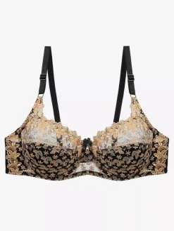 Soutien-Gorge De Lingerie Brodé Fleur Bicolore Sous-Vêtements Femme