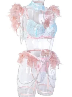 Soutien-gorge et Culotte Femme Bicolores Taille Haute Sexy