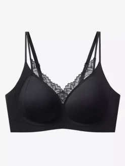Soutien-gorge sans coutures et sans armatures avec bordure en dentelle effet push-up confortable