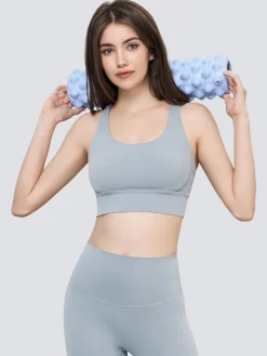 Soutien-gorge De Yoga Col Rond Nylon Top De Tennis Sans Manches Pour Femme Sport