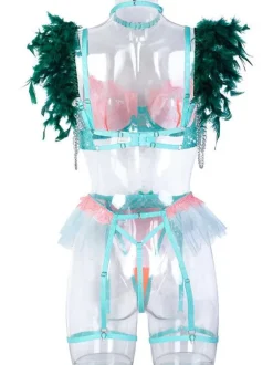 Soutien-gorge et Culotte Femme Bicolores Taille Haute Sexy