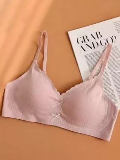 Soutien-gorge sans coutures et sans armatures brassière douce et confortable à bord festonné