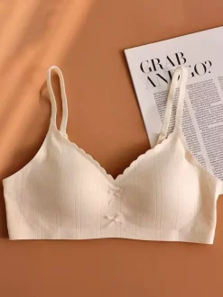 Soutien-gorge sans coutures et sans armatures brassière douce et confortable à bord festonné
