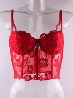 Soutiens-Gorge et Culotte Femme Imprimé Taille Haute avec Epaule Dénudée à Col Décolleté Sexy