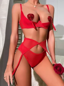 Soutiens-gorge Lingerie Femme Sous-Vêtement Rose Dentelle
