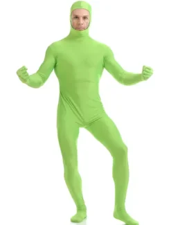 St Patricks Day Costume vert 2026 Zentai Lycra Spandex Combinaison avec le visage ouvert Déguisements Halloween