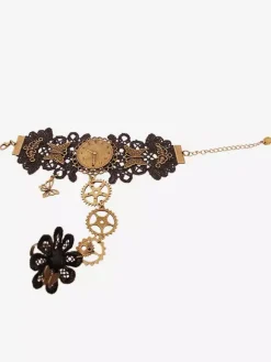 Steampunk Lolita Bracelet Dentelle Métal Détails Bronze Lolita Accessoires Déguisements Halloween