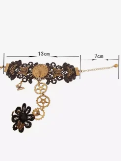 Steampunk Lolita Bracelet Dentelle Métal Détails Bronze Lolita Accessoires Déguisements Halloween