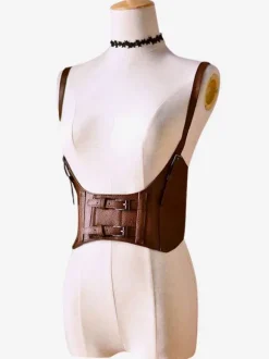 Steampunk Lolita Corset Boucle Métallique Bustier Lolita Brun Déguisements Halloween