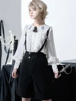 Steampunk Lolita Bloomers Short Lolita Salopette Droit Noir