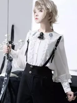 Steampunk Lolita Bloomers Short Lolita Salopette Droit Noir