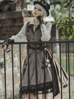 Steampunk Lolita Cardigan Ouji Style Coton Mélange Velours Métal Détails Brun Belle Lolita Pardessus