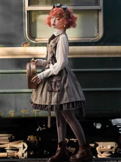 Steampunk Lolita Cardigan Ouji Style Coton Mélange Velours Métal Détails Brun Belle Lolita Pardessus