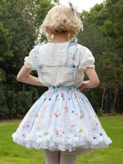 Style pastoral Lolita SK Cardcaptor Sakura volants jupes Lolita à imprimé Fleurie