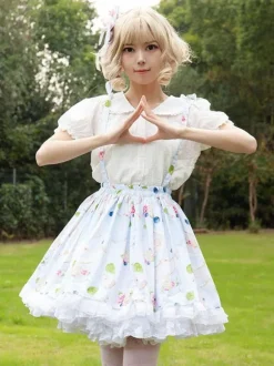 Style pastoral Lolita SK Cardcaptor Sakura volants jupes Lolita à imprimé Fleurie