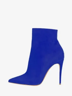 Suede Black Booties High Heel Pointed Toe Bottines Tailles US 4-10.5 Chaussures