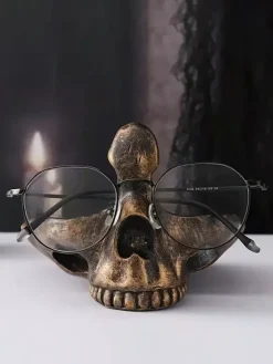 Support à lunettes en résine pour Halloween tête de mort décoration de bureau