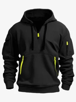 Sweat À Capuche En Polyester Zipper À Manches Longues Poches Hommes