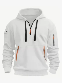 Sweat À Capuche En Polyester Zipper À Manches Longues Poches Hommes