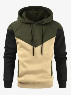 Sweat À Capuche À Manches Longues Homme En Polyester Noir Gris