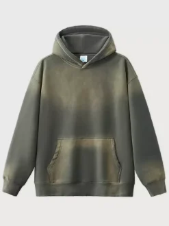 Sweat-shirt délavé en polaire pour homme Sweat-shirt à capuche vieilli pour homme
