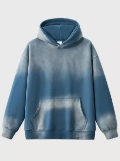 Sweat-shirt délavé en polaire pour homme Sweat-shirt à capuche vieilli pour homme