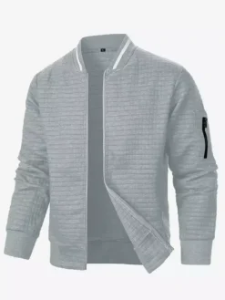 Sweat-shirt homme uni à fermeture éclair et col montant