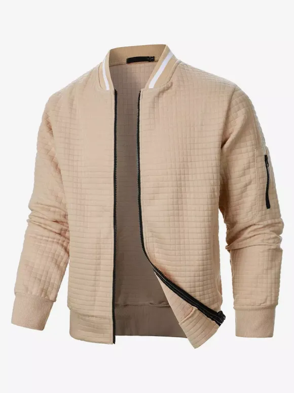 Sweat-shirt homme uni à fermeture éclair et col montant