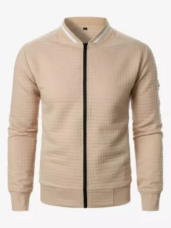 Sweat-shirt homme uni à fermeture éclair et col montant